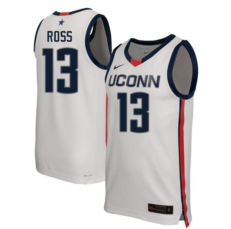 Uconn Huskies #13 Jacob Ross College Basketball Jersey Stitched-Alternater White